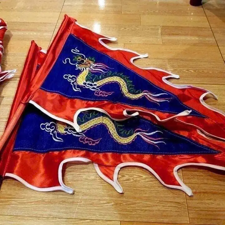 Cờ chéo ngũ phương thêu rồng 2 mặt 3