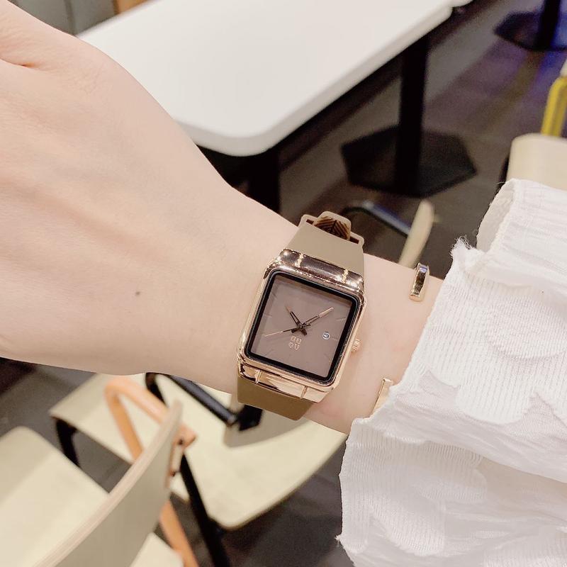 Đồng Hồ Nữ Gossie Silicone Có Lịch Ngày 2 Màu Lựa Chọn: Trắng, Nâu  Đeo Tay Women