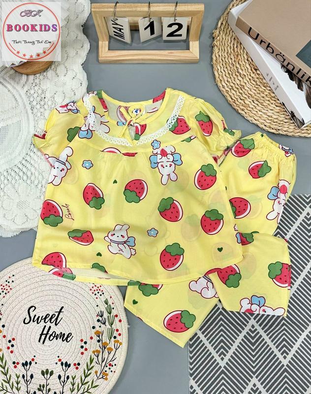 [COMBO 5 BỘ-3 BỘ] Bộ Đồ Mặc Nhà TAY NGẮN QUẦN DÀI Nhiều Màu Chất Vải Tole Lanh 2 Da Cho Bé Gái Size từ 5-50kg set đồ  bé gái