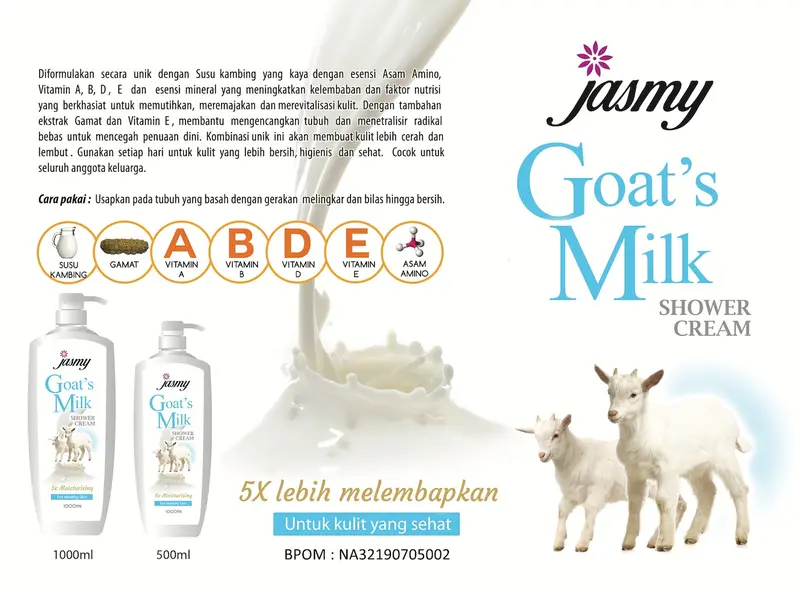 Jasmy Goat's Milk 500ml Shower Cream Sabun Mandi Cair Body Wash 1
