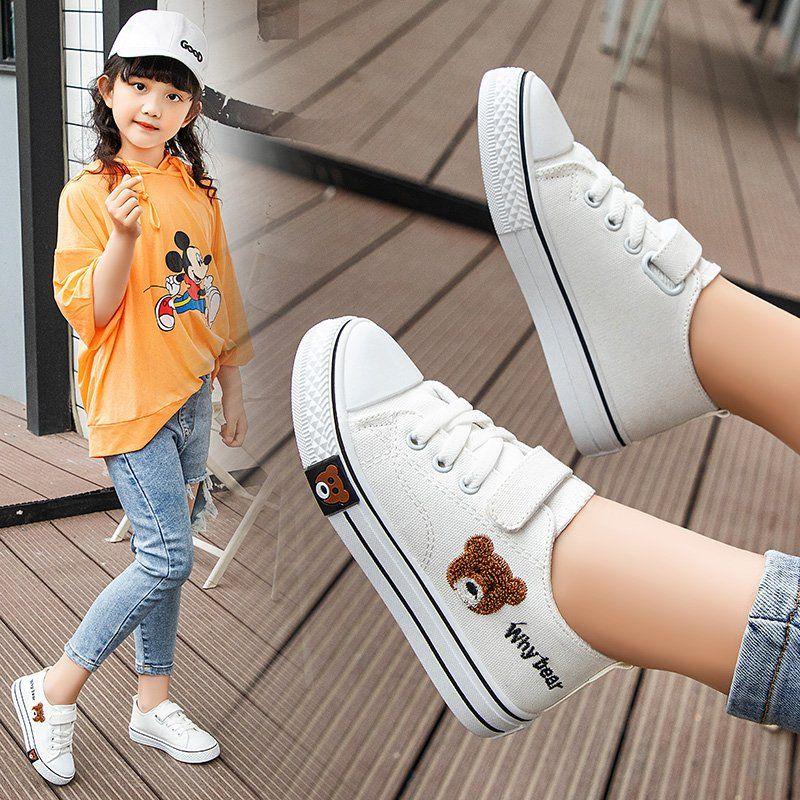 Giày Vải Trẻ Em, Đế Mềm, Giày Bé Gái, Giày Vải Mùa Lò Xo Và Mùa Thu, Mỏng, Thích Hợp Cho Học Sinh Mẫu Giáo, Giày Trắng, Hàng Mới Về Năm 2024 1