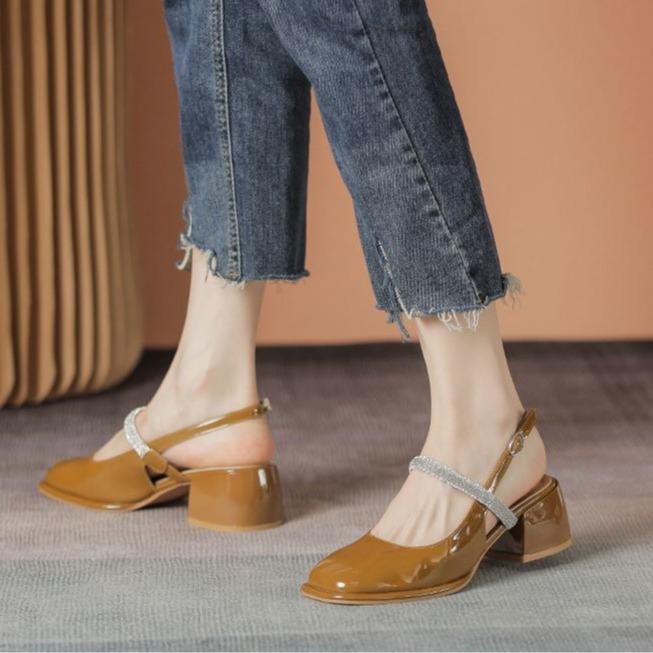 CG13- GIÀY CAO GÓT DOUDOU PHONG CÁCH TIỂU THƯ LOLITA MARRYJANE Gót Vuông 5cm DéP Nữ Shoes Mũi vuông Không gót