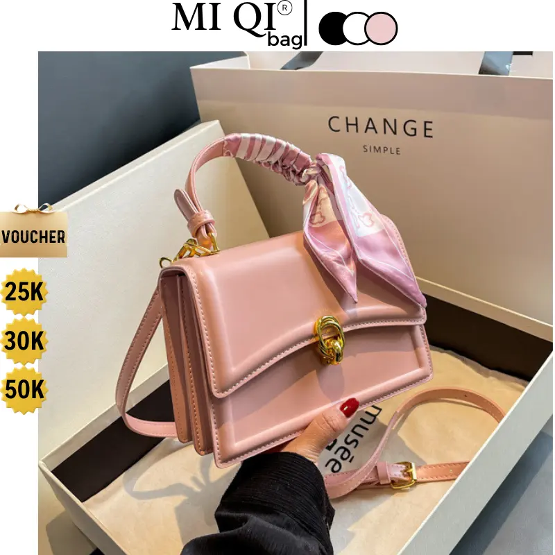 Túi Xách Nữ Đeo Chéo Đeo Vai Quai Xách Mix Nơ Da Pu Quảng Châu Cao Cấp Đi Tiệc Đi Chơi Sang Chảnh MIQI BAG TX-104