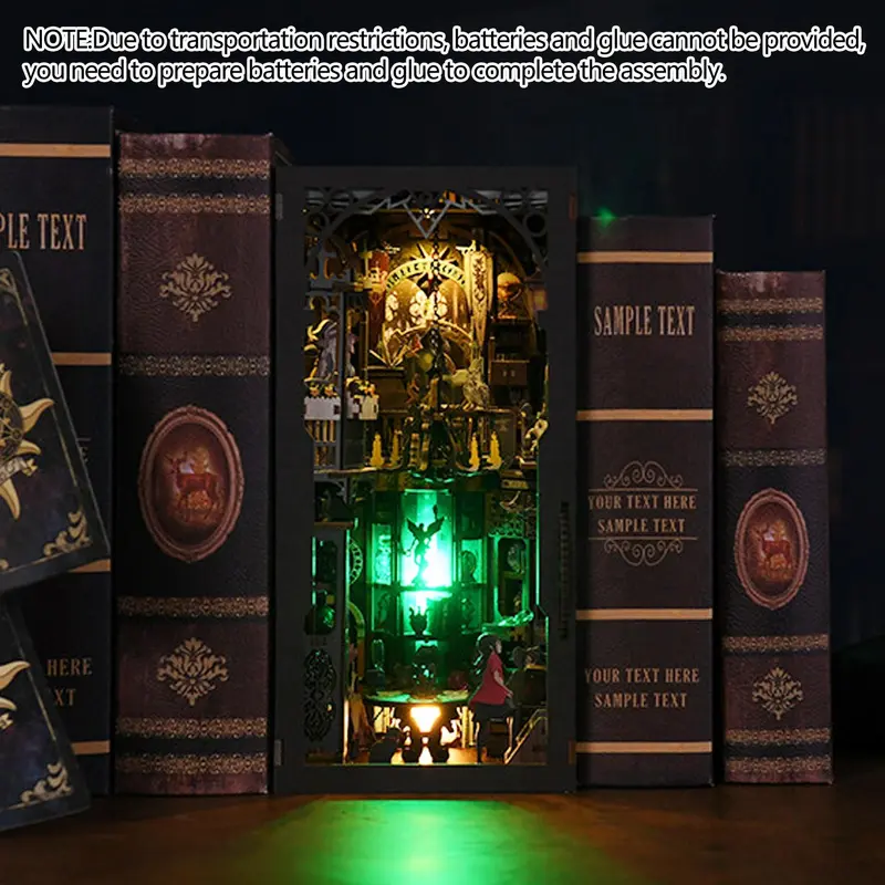 3D Wooden Puzzle, 1 Box DIY Book Nook Kit, DIY Tarot Divination Society Model Kit, 3D Desktop Decoration Ornament, DIY Model Kit for Bookshelf Decoration, Stocking Fillers Gift, Crafts 2