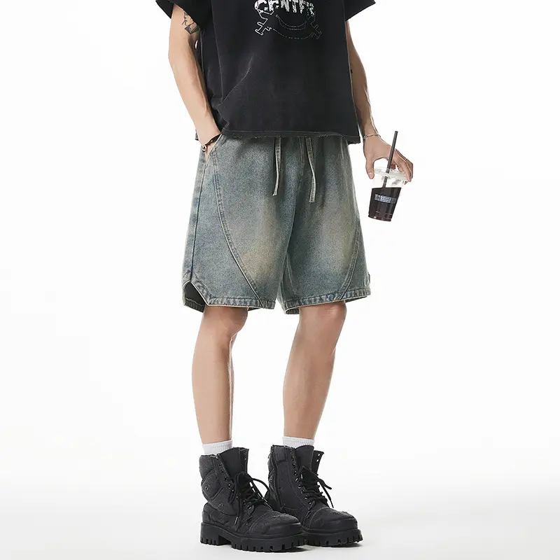 Distressed Washed Denim Shorts for Men – Vintage American Workwear Cargo Bermuda Shorts| Summer Casual Streetwear| Trendy Retro Fashion (5-Pocket Design)
