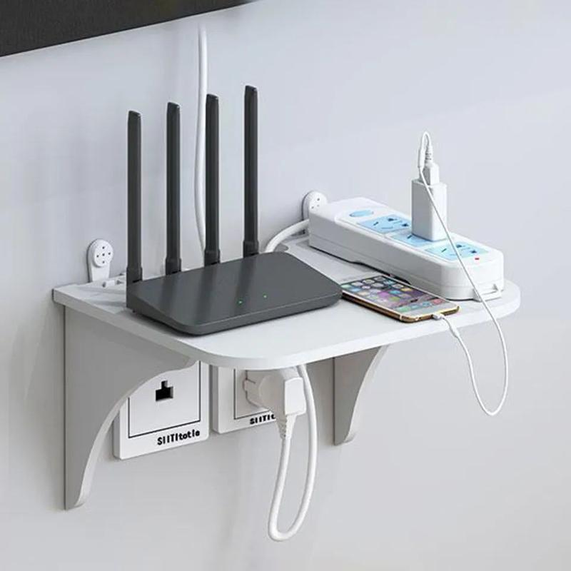 Rak Dinding Tempel Minimalis Ambalan Tempat Set Top Box DVD Modem Wifi Router 3 Susun Aesthetic 6