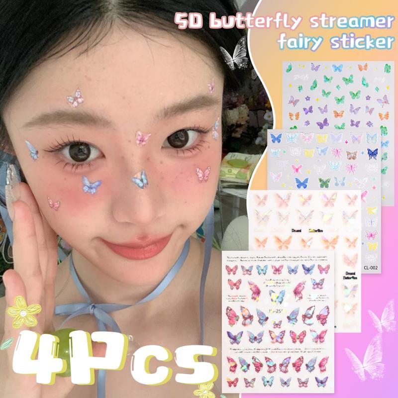 Product Introduction of Miếng Dán Mặt Hình Bướm Lấp Lánh, 5D, Miếng Dán Tự Dính Nhiều Kiểu, Thích Hợp Cho Bữa Tiệc Sân Khấu, Đồ Trang Trí Mặt Tự Làm, Dụng Cụ Trang Điểm, Có Sẵn Trong 1 / 4 Cái 12