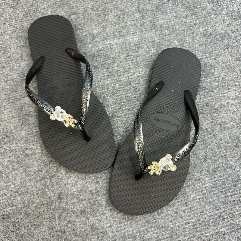 Dép Xỏ Ngón Màu Đen Mix Charm Mini- Mộng Cầm Dép Xinh (Đặt Đúng Size) Shoes GiàY DéP Nữ 1