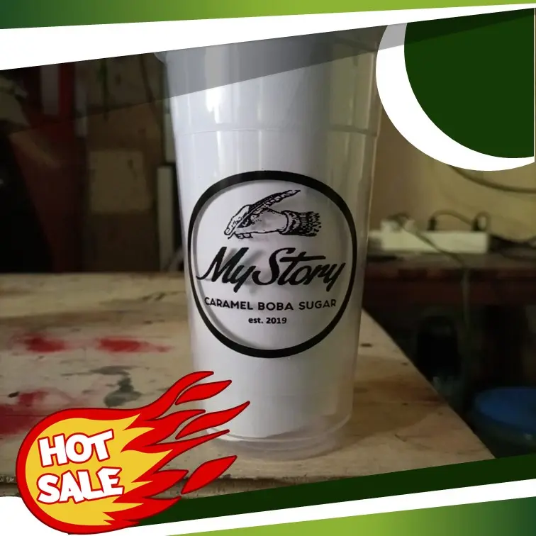 Sablon gelas cup datar 22oz Tebal 10 gram merk starindo 500pcs