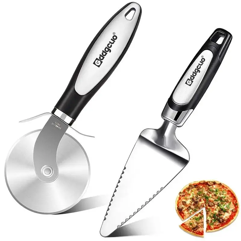 Stainless Steel Pizza Cutter & Serrated Scraper, 2 Counts/set Pizza Wheel Cutter & Serrated Scraper, Kitchen Pasta & Pizza Utensils 4