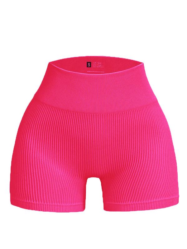 Women's Solid Ribbed High Waist Gym Shorts, Casual Comfy Breathable Seamless Skinny Shorts for Yoga Gym Workout Running, Ladies Sportswear for All Seasons 3