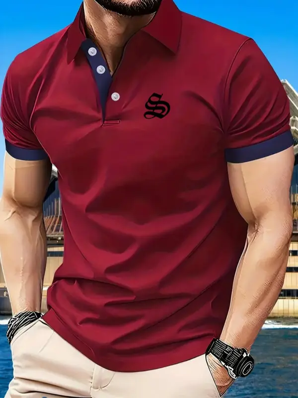 Men's Regular Fit Plain Short Sleeve Polo Shirt, Casual Breathable Comfortable Collared Top for Summer, Fashion Men's Clothes for Daily Wear, Tropical 4