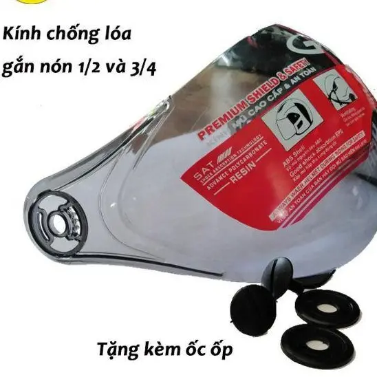 Kính Gắn Mũ Bảo Hiểm Nửa Đầu Và 3/4 Càng Liền Phong Cách Thời Trang % Anh chị có thể tự gắn tại nhà.