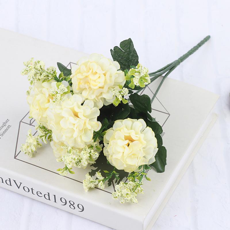 Product Introduction of 1 Bouquet 5 Heads Hydrangea Silk Flower Artificial Flower Holding Flowers Decor 37