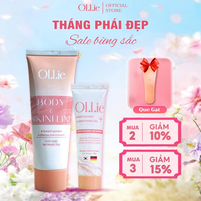 Combo Kem Tẩy Vùng Tay Chân NáchLông Dành Cho Nam, Nữ Hương Đào Hỗ Trợ Tẩy Lông Nhanh Chóng và Kem Dưỡng Ollie Không Sử Dụng  Cạo Râu - Tặng que gạt kemtaylong - KT001