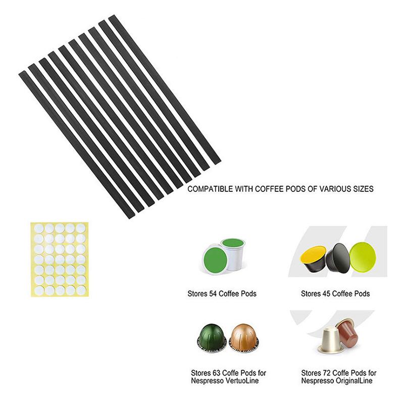 Product Introduction of Coffee Pod Capsule Holder 6 Pack Coffee Pod Counter Storage Strips Saving Space Compatible With K Cup Pods,Nespresso Pods 14
