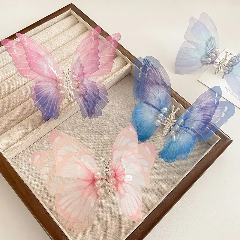 Jepit Children's moving butterfly hairpin little girl super fairy hairpin side hairpin forehead bangs clip exquisite duckbill clip