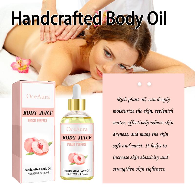 Product Introduction of OceAura Peach Body Care Oil Hydrating Moisturizing Soft Skin Firming Massage Care Body Oil 5