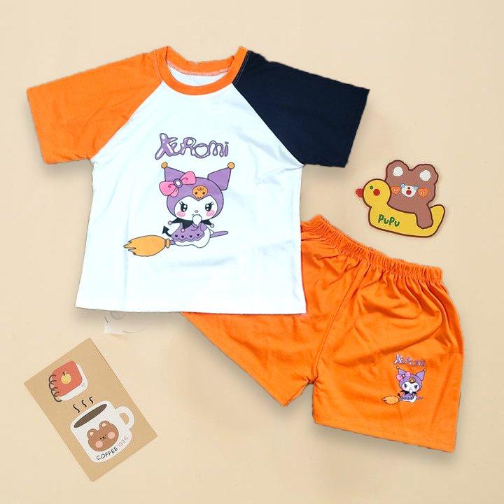 Set bộ ngắn tay kuromi, chất vải cotton mát mẻ dành cho bé gái, 4 màu đa dạng, đủ size từ 9-38kg set đồ  bé gái 0