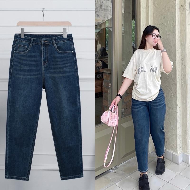 Quần jeans nữ baggy co giãn lưng cao bigsize 45-95kg dài 93cm GOZ-Jeans ,quần bò bigsize chất vải cao cấp co giãn 4 màu BG01 Pants Women có thể giặt máy cá tính Có Túi jean hot quansuong namlun
