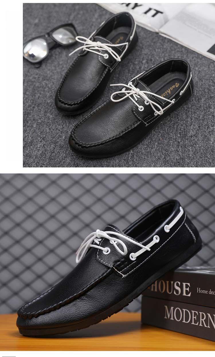 Product Introduction of Round Toe Shoes Casual Men's Slip-on Leather Shoe Flat Lightweight Breathable Dress Shoes 2024 New 24