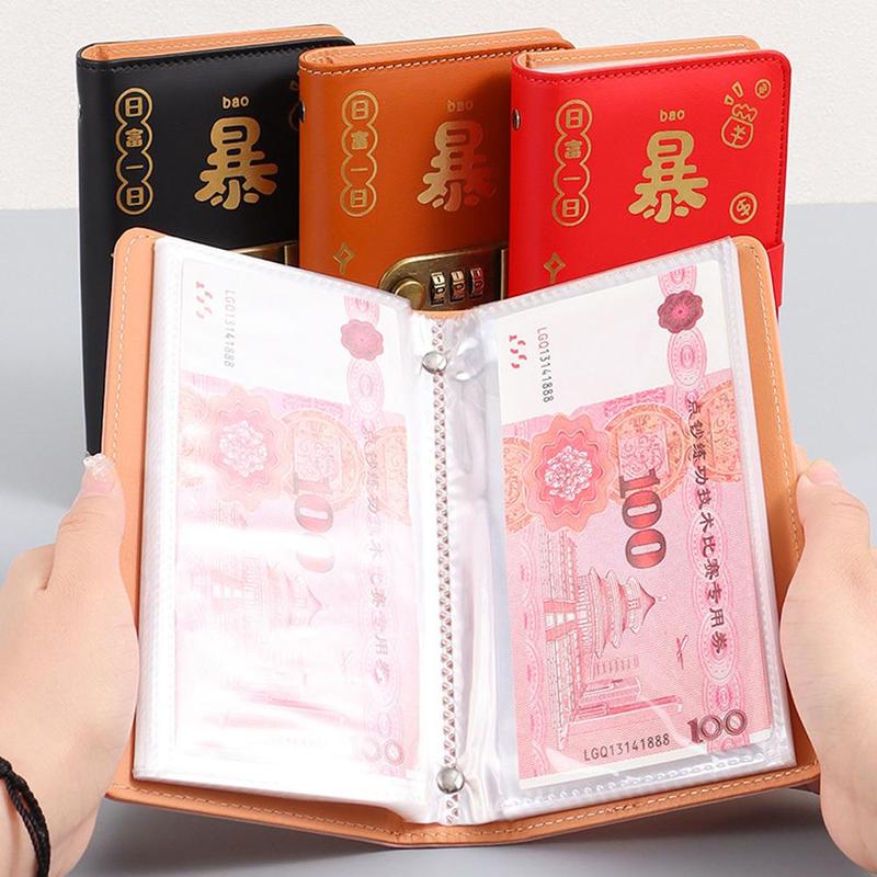 Chinese Red [Get Rich] Password Saving Book Hold Cash And Banknotes Large-Capacity Storage Book For Financial Management Money Saving Book 3