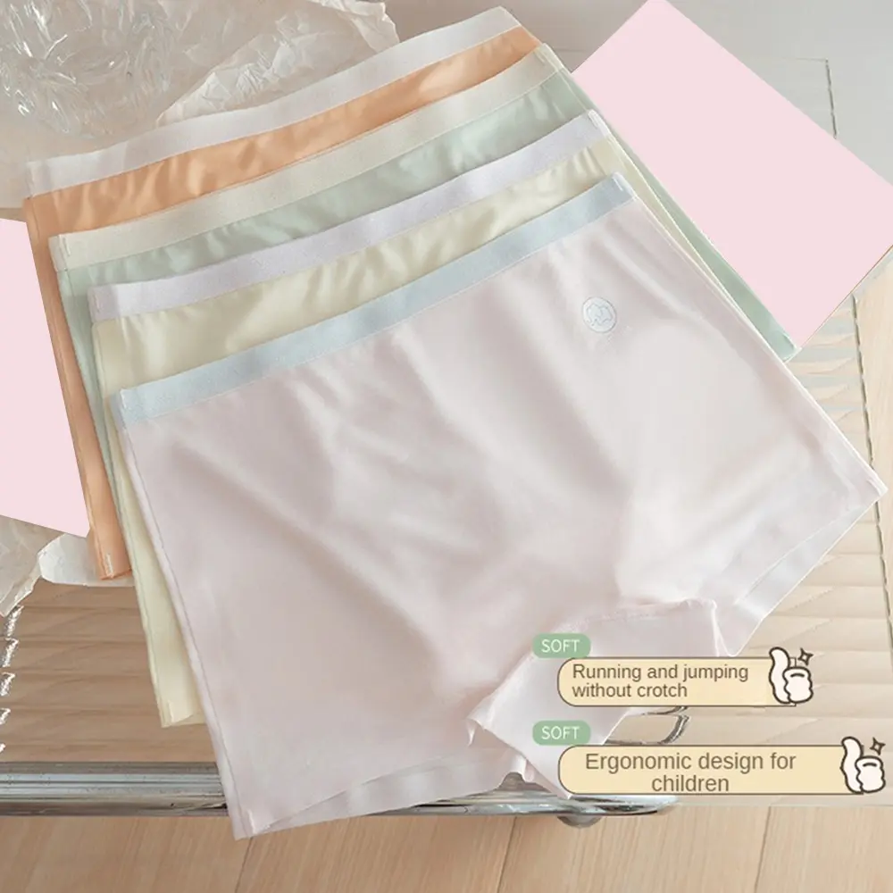 dingzhenkeji13 【COD】 2025 comfortable breathable 7A Cotton Crotch Comfortable Breathable Girls Boxer Shorts Ice Silk Contrast Color Letter Elephant High Elastic Childrens Underwear Female