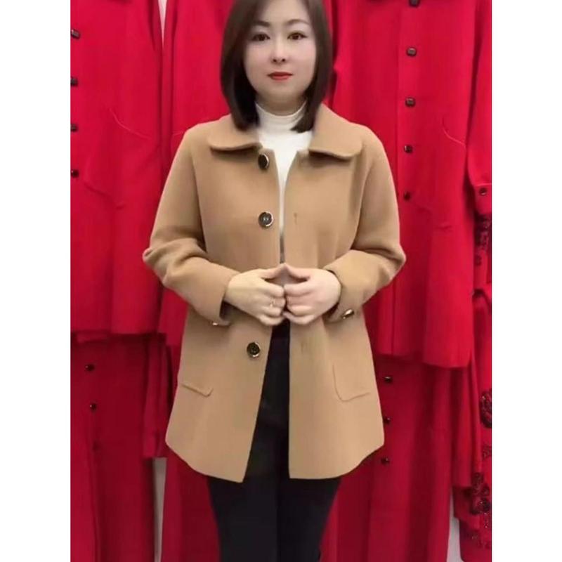 Áo Khoác Len, Cao Cấp, Dành Cho Phụ Nữ Trung Người Già Và Cao Tuổi, Phong Cách Phương Tây Phong Cách Hàn Quốc, Dáng Rộng Rãi Và Ấm Áp, Thích Hợp Cho Mùa Thu Và Mùa Đông, Trang Phục Của Mẹ Top Women 6