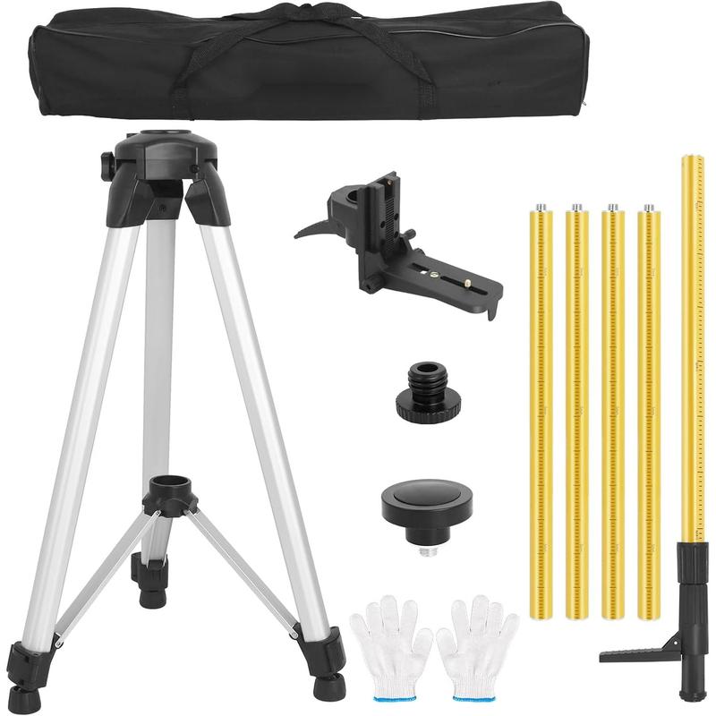 Laser Level Pole with Tripod, 12Ft./3.7M Telescoping Pole with 1/4-Inch ...