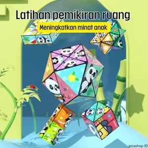 Puzzle Blok Panda 3D Geometris - Mainan Edukasi STEM untuk Anak - Teka-Teki Infinity 3D - Permainan Klasik dengan Desain Lucu - Bahan Plastik Aman & Ramah Lingkungan - Hadiah Kreatif untuk Tingkatkan Kecerdasan