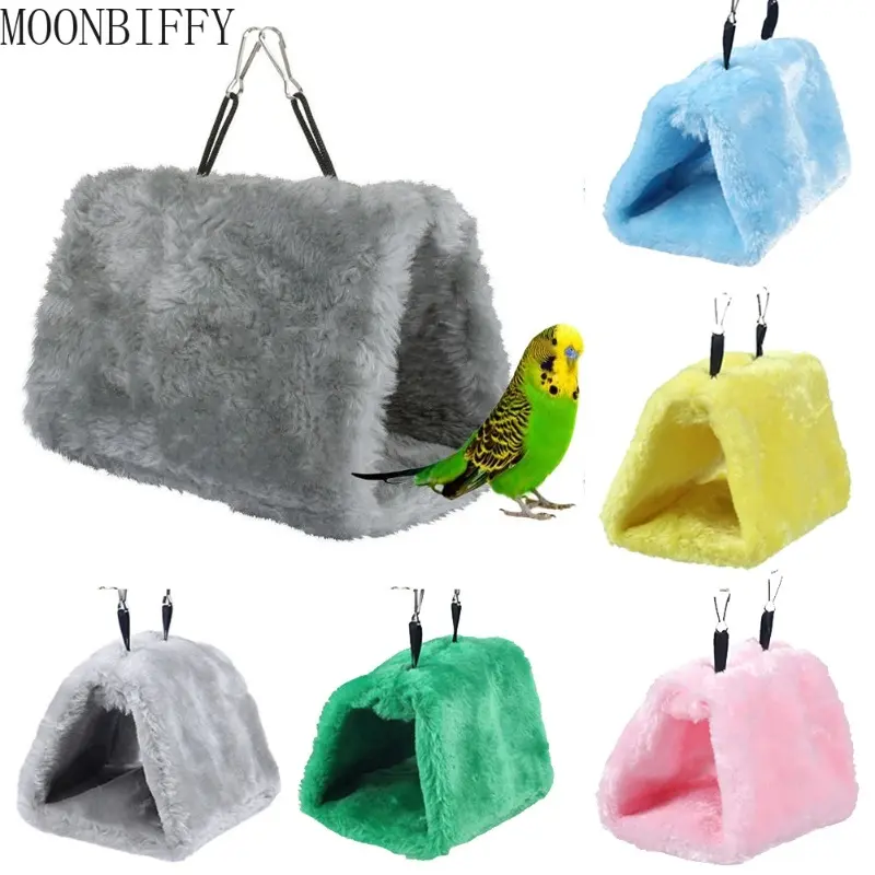 Fashion Solid Pet Bird Parrot Plush Parakeet Budgie Warm Triangle Hammock Cage Hut Tent Bed Hanging Cave bird cage accessories