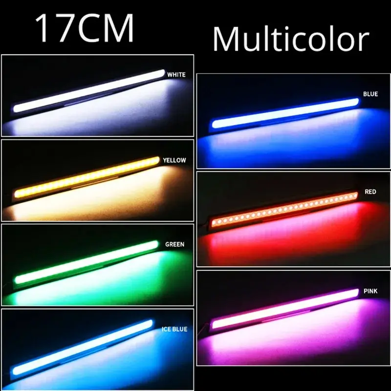 Đèn chạy ban ngày LED COB, 2 / 4 cái, 17cm, 12V, 6000K, Không thấm nước, Đèn dải tự động, Đèn sương mù COB trên ô tô, Đèn LED DRL tạo kiểu ô tô 1