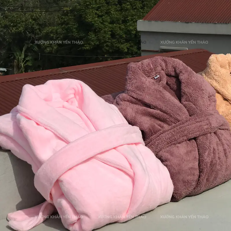 Áo Choàng Tắm Khách Sạn Cao Cấp Bông Lông Cừu YenThao Towels 100% Organic Cotton Nữ Women Dress 7