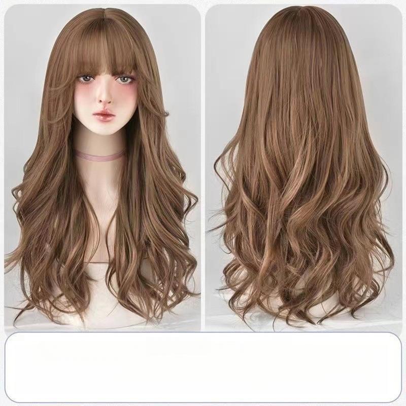 Bộ Tóc Giả Cho Nữ, Tóc Xoăn Dài, trùm đầu, Như Thật, Tự Nhiên, Thời Trang, Gợn Sóng Sâu, Tóc Mái Bằng Không Khí, Tạo Mặt, Tóc Giả 3