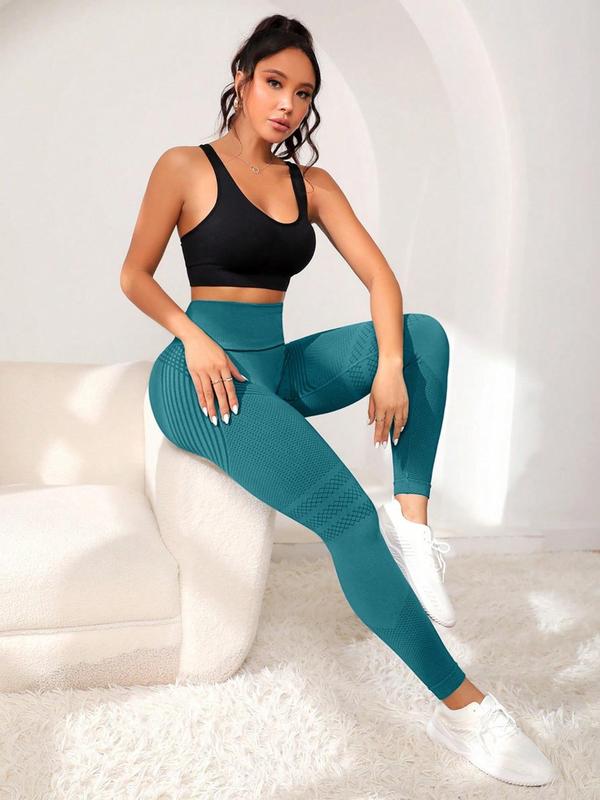 Women's Striped Print High Waist Sports Leggings, Comfy Breathable High Stretch Seamless Skinny Pants for Yoga Running, Ladies Sportswear for Indoor Outdoor Wear 8