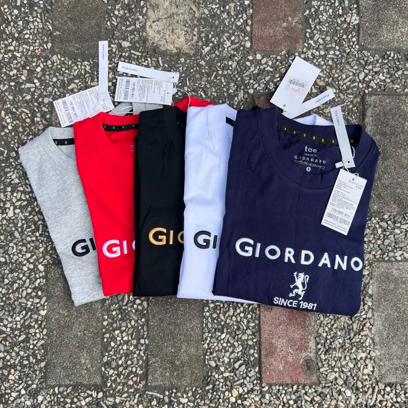 Áo Thun Cotton, Giordano, Dành Cho Nam Và Nữ, Ngắn Tay, In Logo Cổ Điển, Phong Cách Thường Ngày