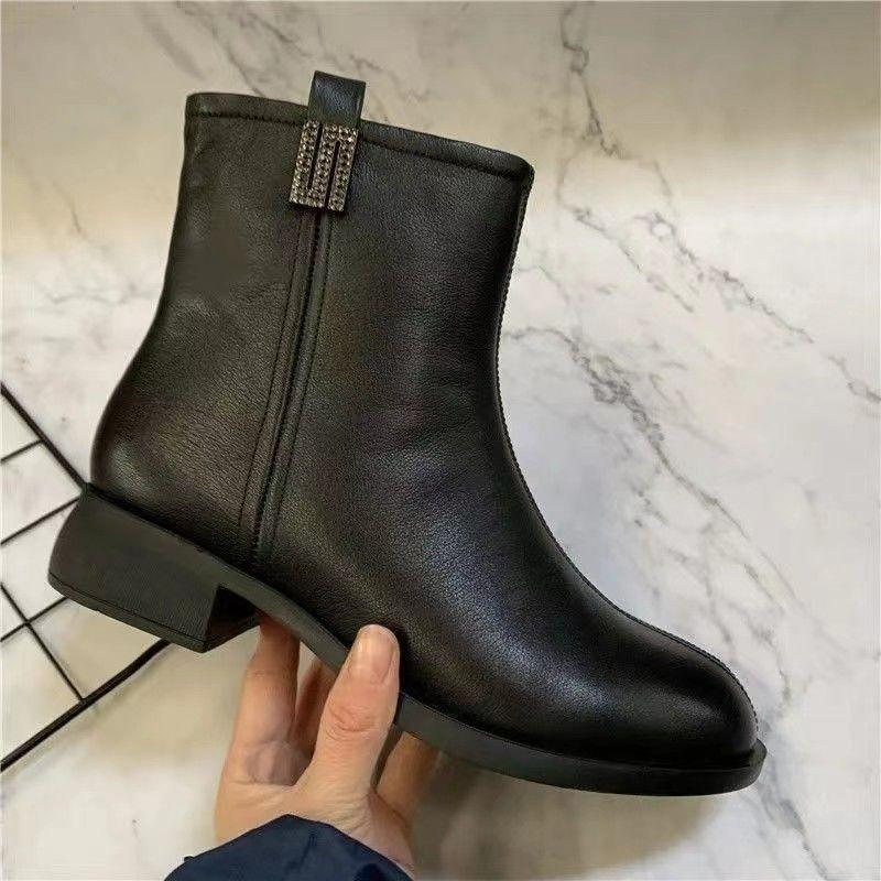 Giày Nữ, Kích Thước Rách, Thời Trang, Thích Hợp Cho Mùa Thu Và Mùa Đông, Bốt Ngắn Mới, Gót Thấp, Bốt Bông, Thích Hợp Cho Các Hoạt Động Ngoài Trời Mùa Đông, Phong Cách Đơn Giản, Nhà Máy Cung Cấp, Cho Mẹ 4