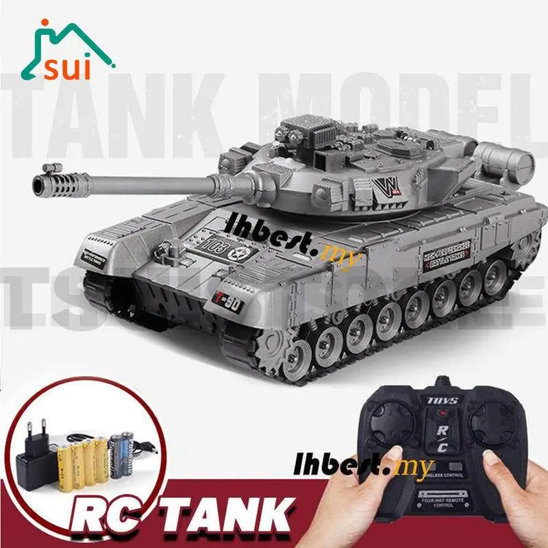 Mainan Kereta Tangki Tentera, Kawalan Jauh RC, Casis Tangki Trek Luar Jalan dengan Pencahayaan, Mainan Dunia Tangki, Untuk Kanak-kanak Lelaki Toys Elektrik Control