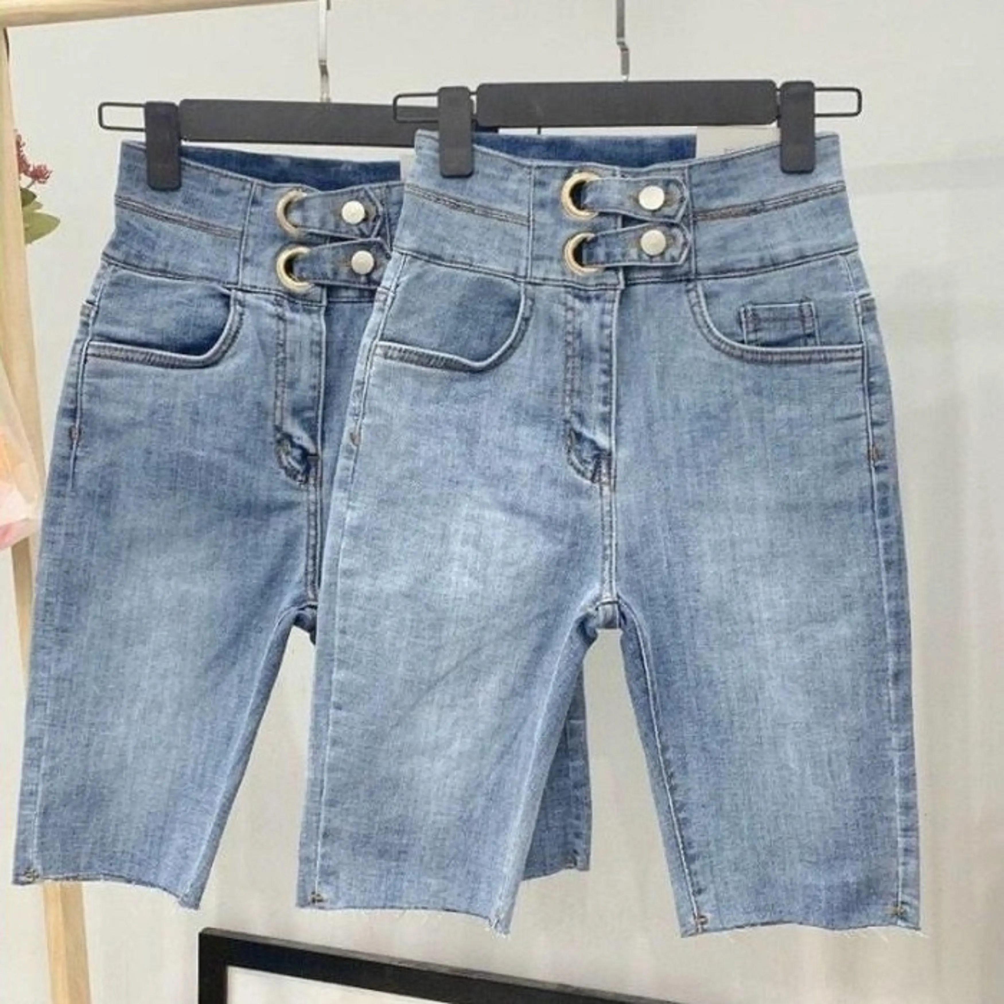Quần jean nữ LỬNG HAI KHUY KIỂU siêu đẹp màu xanh đậm và nhạt siêu đẹp, quần bò dáng lỡ nữ mới phong cách V0908- 1 Women Pants quần dài xu hướng mới, thời trang mới đang hot hiện nay