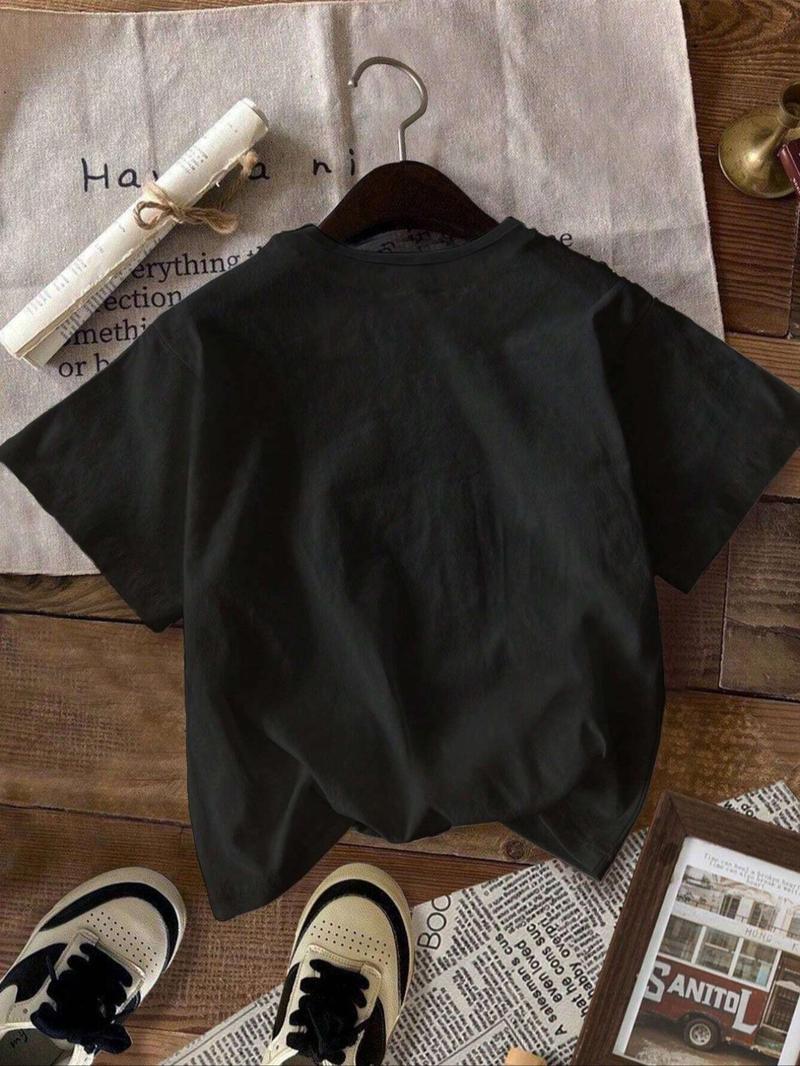 Product Introduction of Women's Cherry & Bow Print Short Sleeve Tee, Casual Round Neck T-shirt for Summer, Women's Top for Daily Wear 2