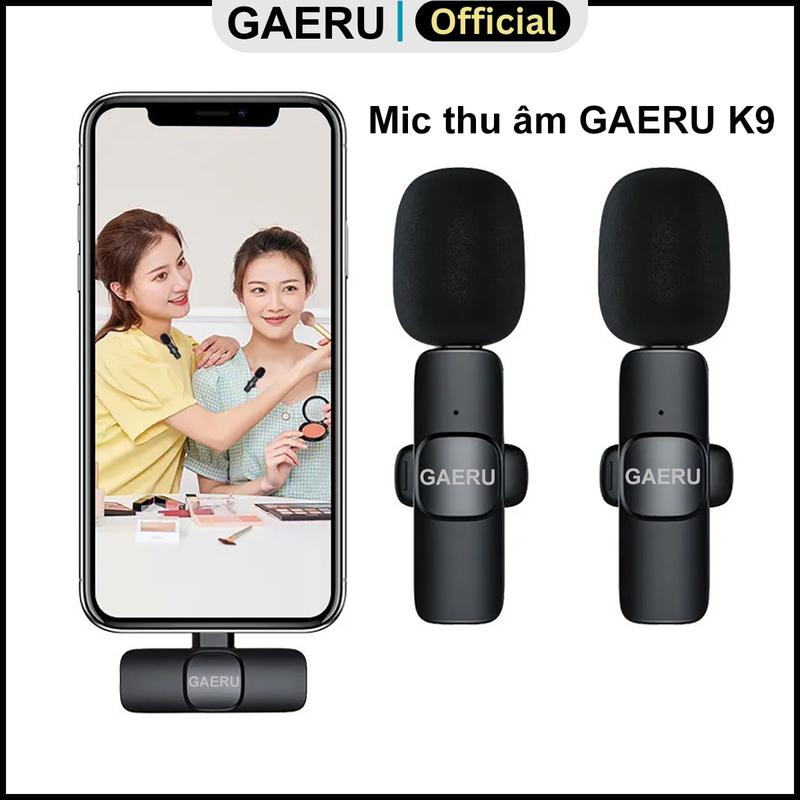 Mic thu âm GAERU K9 không dây cài áo, giảm tiếng ồn kết nối xa 20m cho điện thoại/ máy tính/ laptop [BH 12 Tháng] Phụ kiện phone mic không dây micro thu âm mic k9