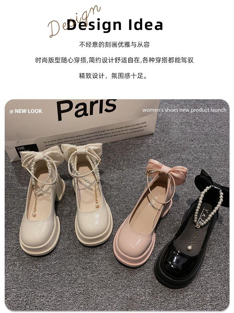 Product Introduction of Giày Da Cao Gót, Cổ Tích Dày, Dành Cho Nữ, Mỏng, Hàng Mới Về Mùa Lò Xo 2024, Phong Cách Pháp, Kiểu Thang Máy Váy, Giày Mary Jane Hoang Dã Shoes 2