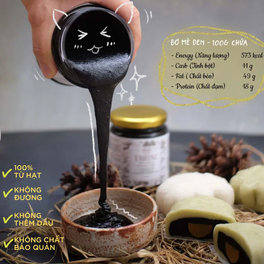 Bơ Mè Đen Không Đường Nguyên Chất Ăn Kiêng Thuần Chay Không chứa sữa Tự nhiên Hữu cơ - Hũ 120g/220g /500g