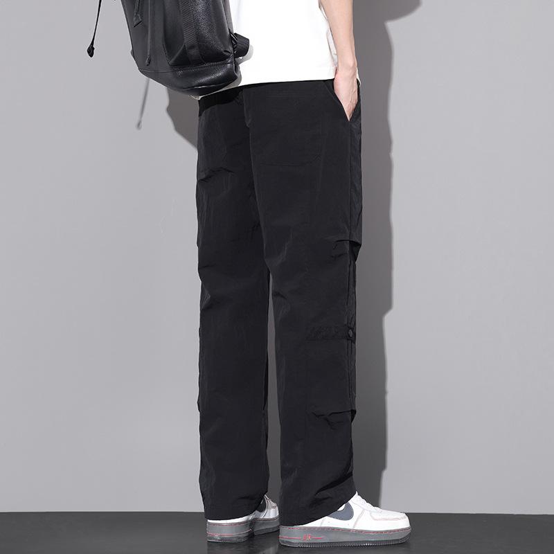 Spring and Summer New Trend Overalls Men's Comfortable and Loose Umbrella Soldiers Quick-Drying Straight Mop Casual Pants for Boys 3