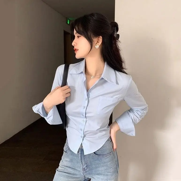 TREXUS - ZER KEMEJA CROP WANITA INAYAH / Kemeja Feni Crop / Atasan Kemeja Crop Korean Style Lengan Panjang Terbaru / Fashion Casual Wanita Kekinian