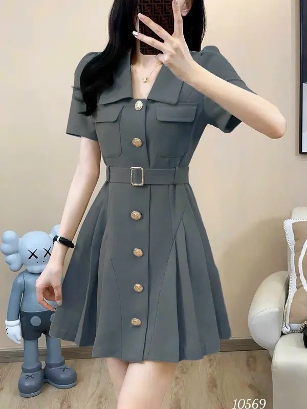 Đầm Váy midi công sở thường ngày cho nữ kèm dây thắt eo có size M,L,XL,2XL 2