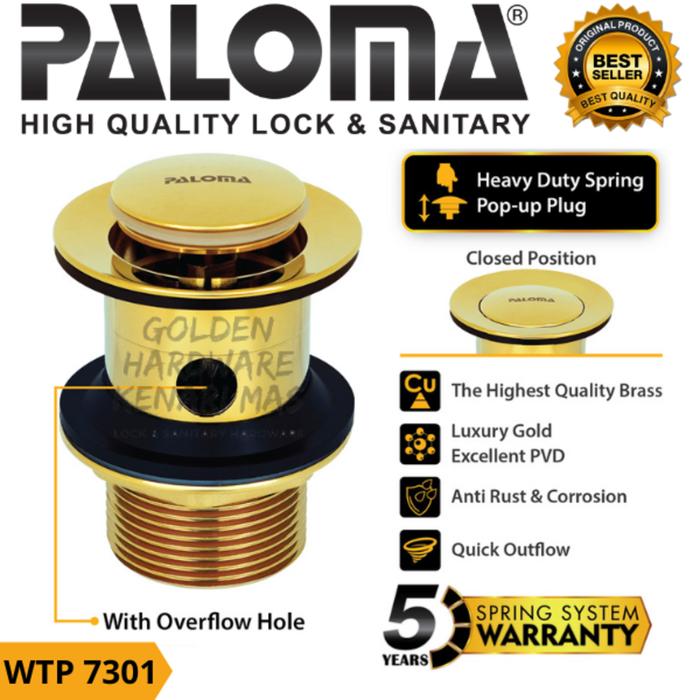 Gambar PALOMA WTP 7301 SARINGAN AIR WASTAFEL AFUR KEPALA SIFON POP UP WASTE BRASS LUXURY GOLD dari GOLDEN HARDWARE KENARI MAS Kota Administrasi Jakarta Pusat Tokopedia