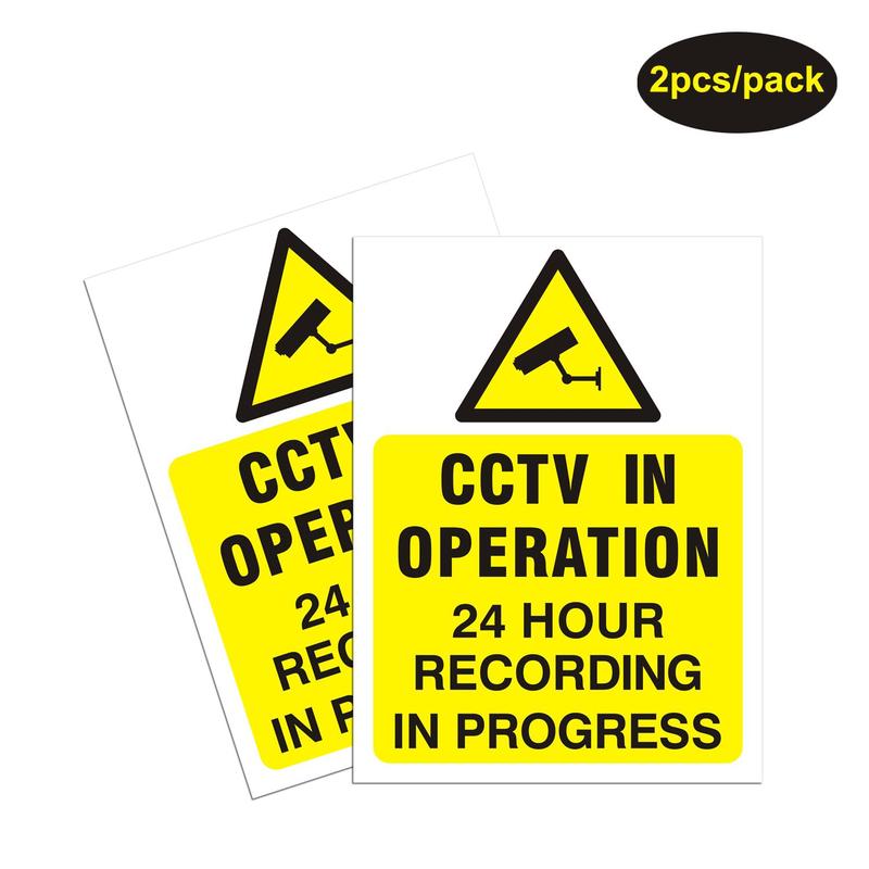 CCTV in Operation Warning Sticker, 2pcs in Progress Waterproof Label Sticker, Self Adhesive Sticker for Decoration 1