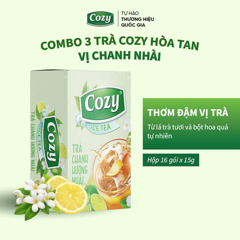 Trà Chanh Hương Nhài Hòa Tan Cozy Ice Tea Nước Giải Khát Tiện Lợi Và Thơm Ngon (16 Gói X 15Gr) Nước Trà Thơm, Từ Lá Chè Sạch Tươi Nguyên Chất