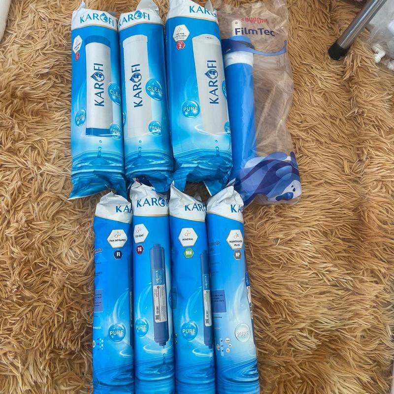 TRỌN BỘ COMBO 8 LÕI LỌC NƯỚC KAROFI CHÍNH HÃNG 12345678 : 123 lọc thô, số 4 màng Ro USA, t33, mineral,toumaline,nanosilver